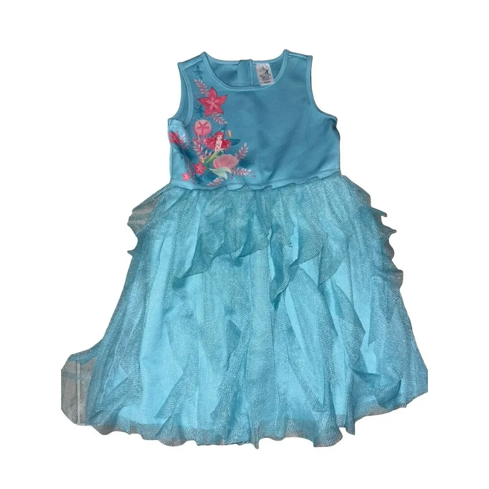 Disney Ariel Little Mermaid Blue Tulle Dress Girls Sleeveless Costume Size XS - Picture 5 of 6
